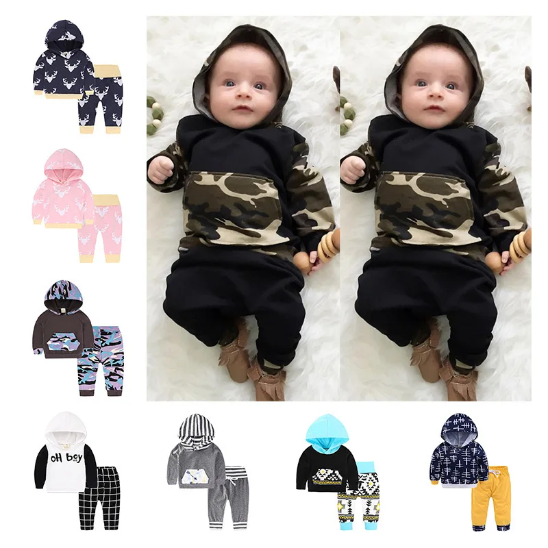 

Baby Clothing Set Cotton Baby Girl Clothing Set Spring Newborn Baby Clothes Roupas Bebe Camouflage Hoodie Trousers Suit