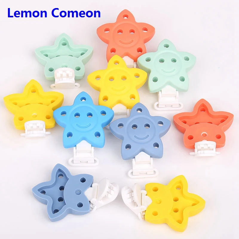 

Lemon Comeon 1PC Star Shaped Baby Pacifier Clip Silicone Bead Baby Teether Teat Accessories clip Clasps For Toy DIY Bead Tool