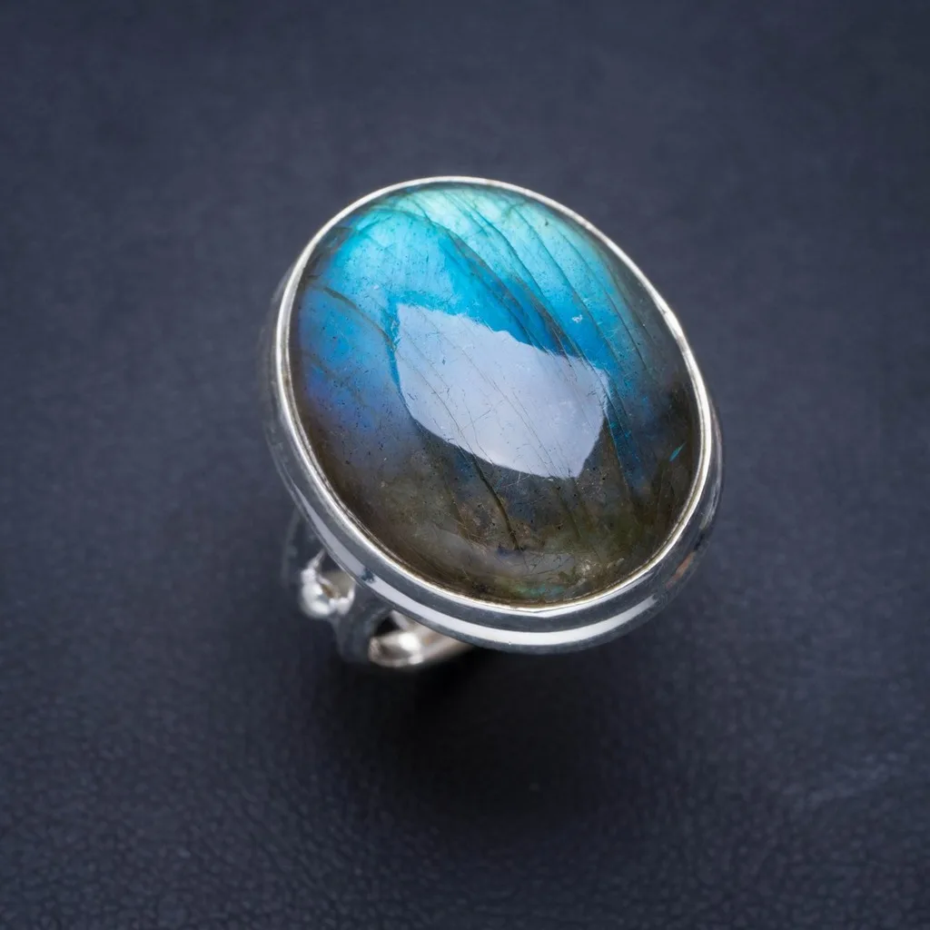 

Natural Blue Fire Labradorite Handmade Unique 925 Sterling Silver Ring 6 A1132