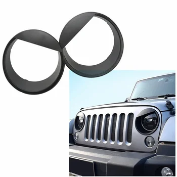 

Angry Eyes Black Bezels Front Light Headlight Trim Cover ABS For Jeep Wrangler Accessories Rubicon Sahara JK 2007-2017