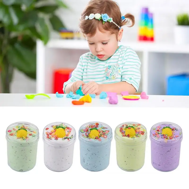 

120ml DIY Pineapple Slime Clay Cotton Mud Fluffy Crunchy Foam Balls Toys Education Mud Toy Stress Relief Plasticine Slimes Kit