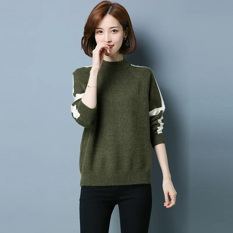 Sweater Female 2019 Autumn And Winter New Style Women Korean-Style Fashion Loose Pullover Mock-Neck Knitted Bottoming Sweater Sweater Female 2019 Autumn And Winter New Style Women Korean-Style Fashion Loose Pullover Mock-Neck Knitted Bottoming Sweater