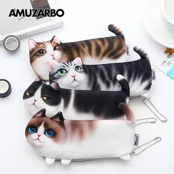 

NEW Kawaii Novelty Simulation Cartoon Cat Pencil Case Soft cloth School Stationery Pen Bag Gift for Girl Boy Student