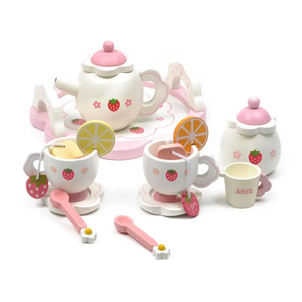 

Wooden Strawberry Afternoon Tea Children's House Tea Set Playhouse Children's simulation kitchen toys