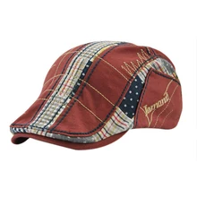 Jamont повседневная мужская хлопковая Лоскутная берет для мужчин и женщин, осенне-зимняя клетчатая плоская кепка, шляпа с вышивкой, Повседневная в английском стиле H