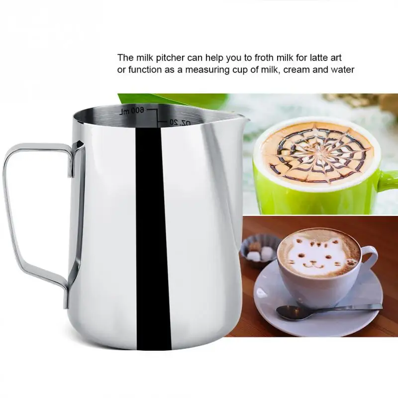 Высококачественная кофейная художественная чашка из нержавеющей стали 600 мл, мерный стакан со шкалой для молока, чая, кофе, наслаждаясь инструментальным баром, измерительный кувшин