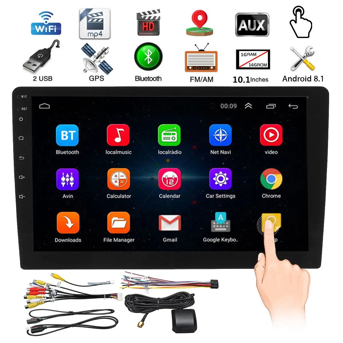 

10.1" 2 Din Car MP5 Player bluetooth WIFI Android 8.1 Touchscreen Car Stereo Universal GPS Radio Video Multimedia Player