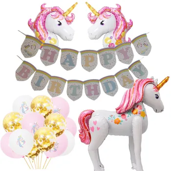 

Unicorn Birthday Party Decoration Supply 3D Unicorn Large Walking Animal Foil Balloons Girls Birthday Aniversary Party