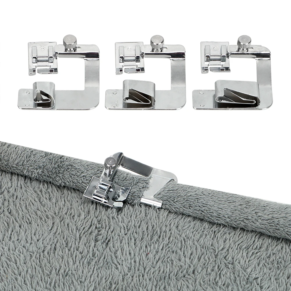 

Rolled Hem Feet Domestic Sewing Machine Foot Presser 1 Piece 3 Size Crimping Presser Household Sewing Machine Accessories