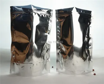 

12x20cm,100 X Stand up aluminium ziplock bags - Both sides Silver aluminized foil plastic pouches Zipper resealable, food sachet