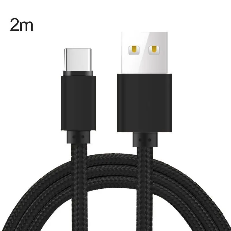 Нейлоновый USB кабель 2A Быстрая зарядка красный черный 1 м/39 4 дюйма 2 м/78 7 линия