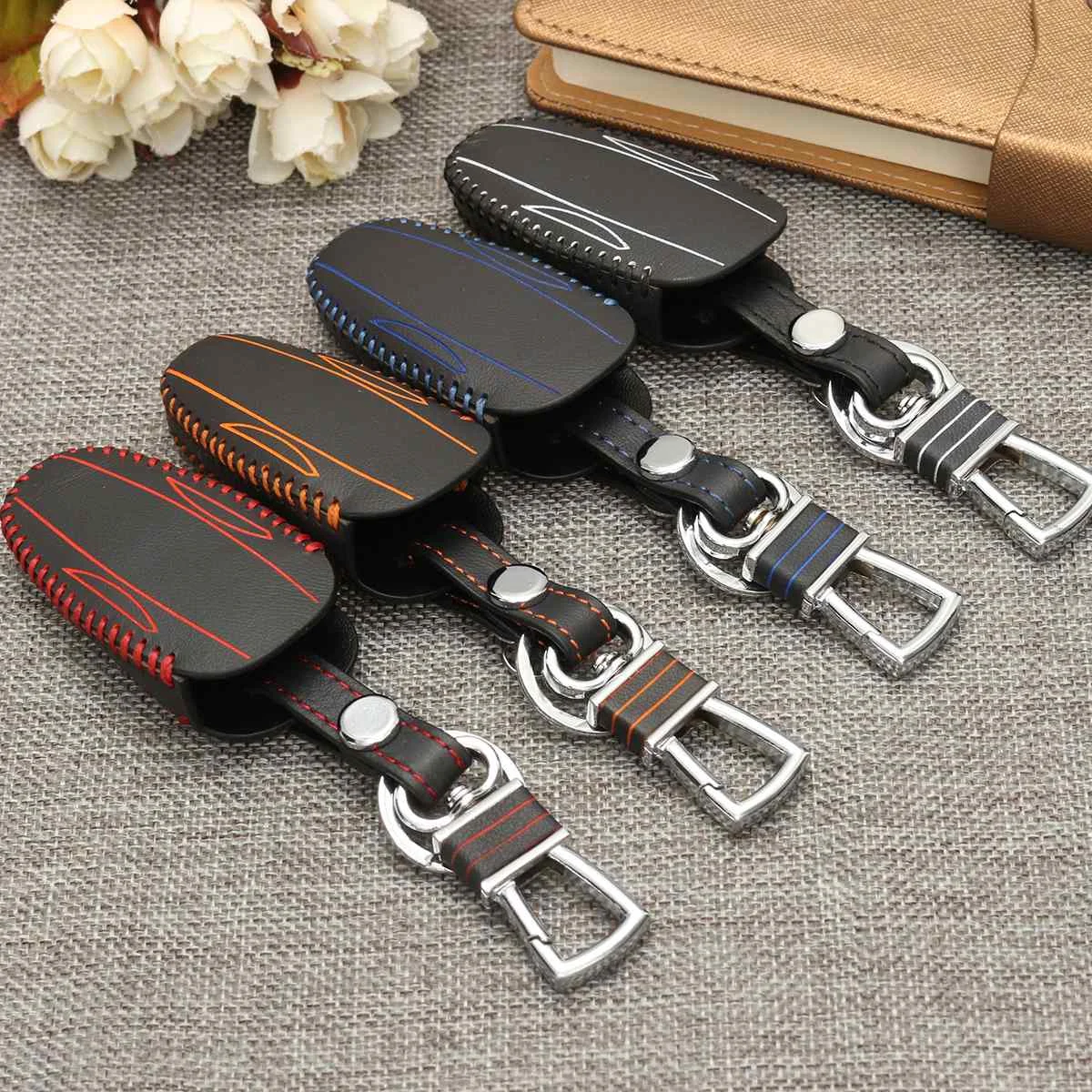 

Car Key Case For Tesla Model S X 2014 2015 PU Leather Smart Remote Key Fob Case Holder Cover Bag