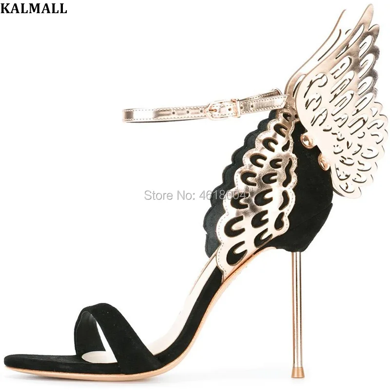 Женские босоножки с бабочками KALMALL на высоком каблуке открытым носком ремешком