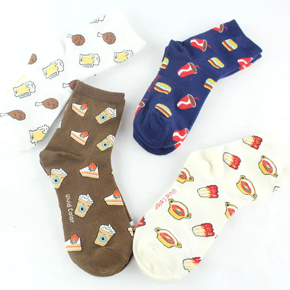 

New Arrival Unisex Socks Art Abstraction Creative Pattern socks Fruit milk fashion Women Funny sock for Spring Winter