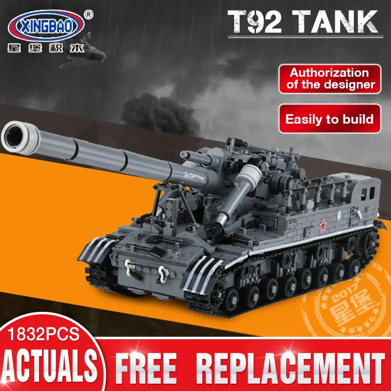 

XingBao XB06001 1389Pcs Creative MOC Military Series The T92 Tank Set Children Education Building Blocks Bricks Toys Model Gifts
