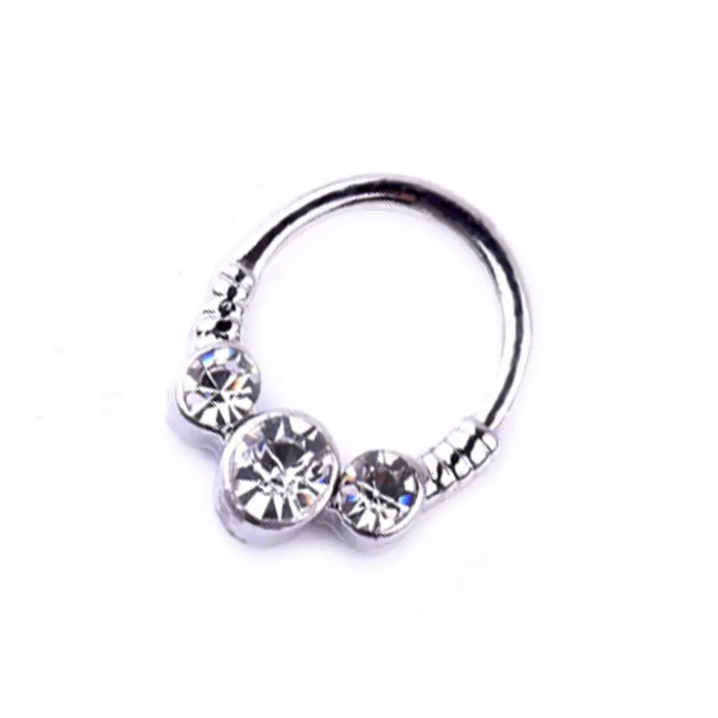 

Rhinestone Popular Medical Nose Ring Ladies Female Body Clip Hoop For Women Septum Piercing Clip Jewelry Gift