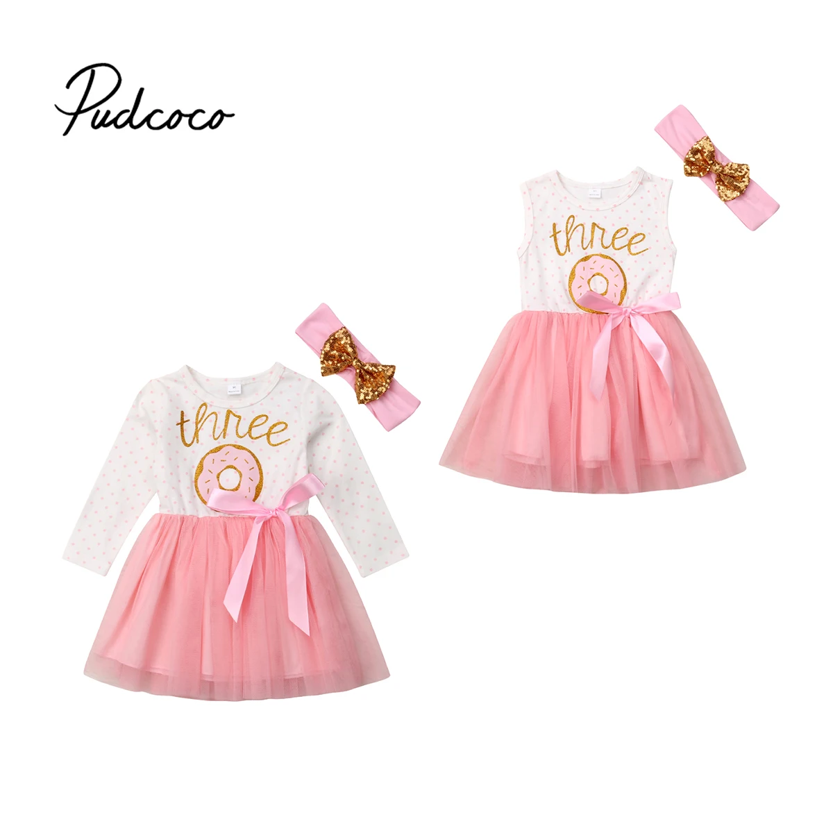 

2019 Brand Infant Baby Girl Pageant Party One/Two/Three Birthday Party Wedding Princess Lace Tutu Flower Dress Sequin Headband