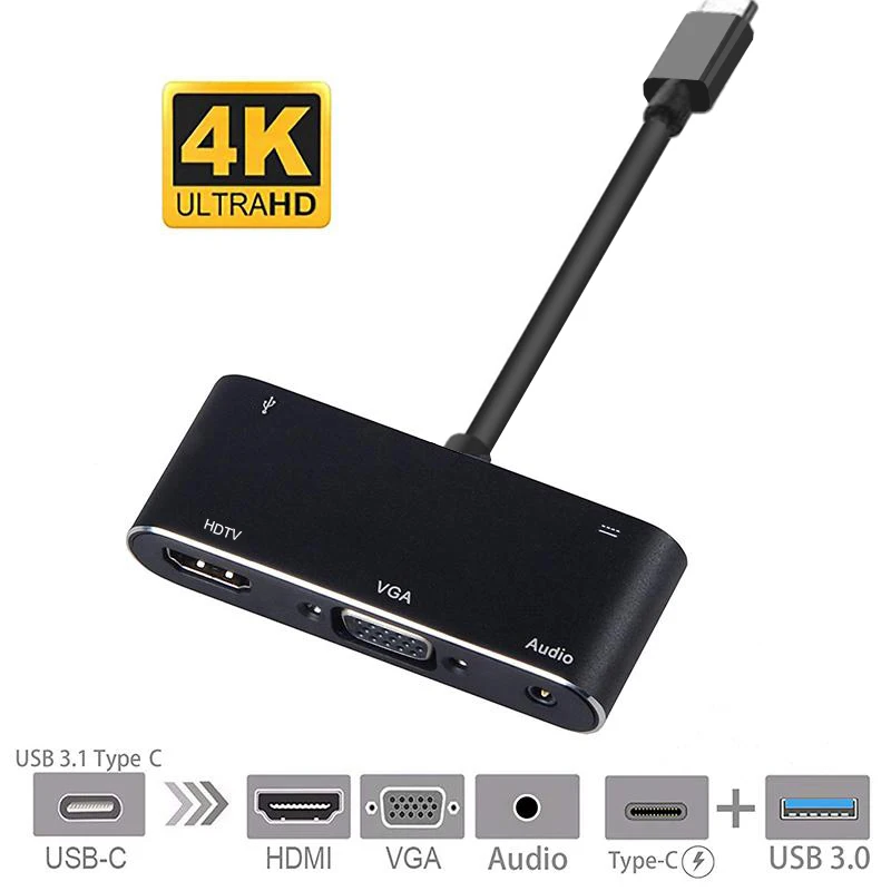 

Type C to HDMI VGA TV USB 3.0 Audio Adapter for MacBook Samsung Galaxy S10 S9/S8 Note 8 9 Huawei Mate10 P30 Pro LG G5 to TV HDTV