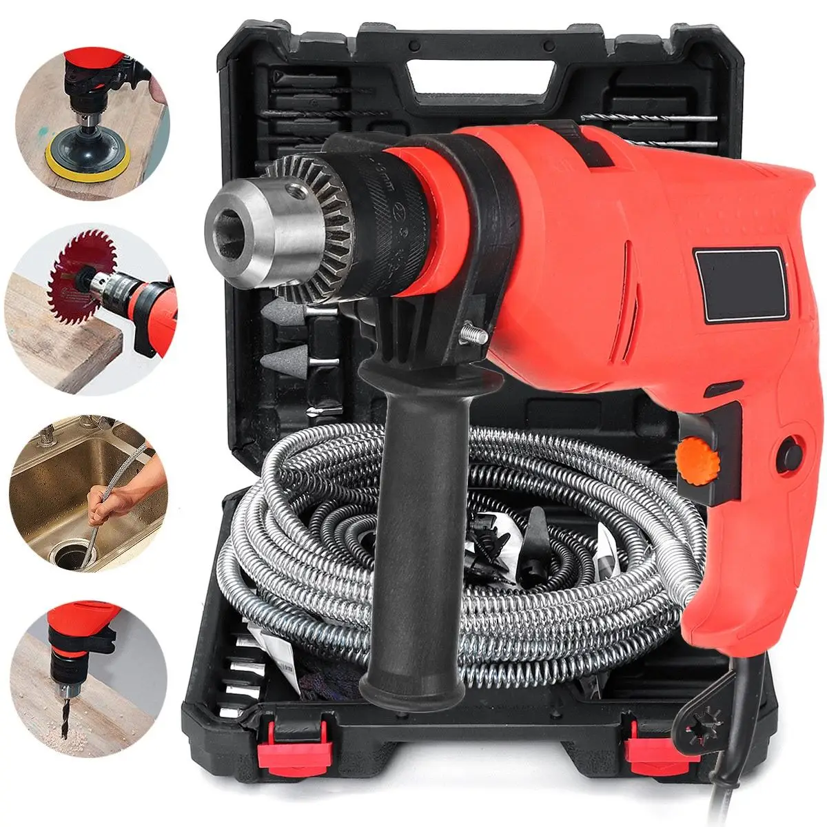 

Multifunction Electric Dril 6m Head Electric Pipe Dredging Machine For Sewer Dredger Household Electric Drill
