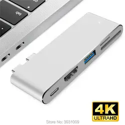 Basix 5 в 1 USB C концентратор двойной тип C Usb 3,0 концентратор к HDMI К 4 к адаптер с SD TF кардридер для MacBook pro ПК Аксессуары для ноутбуков