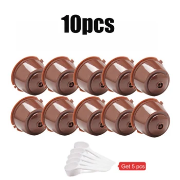 

10/8/6/4/2 pcs/Packed Refillable Reusable Refill Capsule Pods For Nescafe Dolce Gusto Machine Coffee Capsule Pod Cup Brown Color