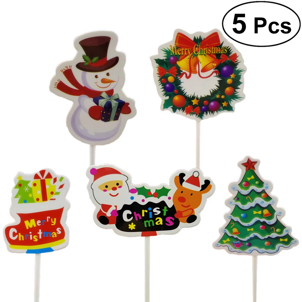 5pcs Christmas Cupcake Cake Toppers Decorations Food 5pcs Christmas Cupcake Cake Toppers Decorations Food