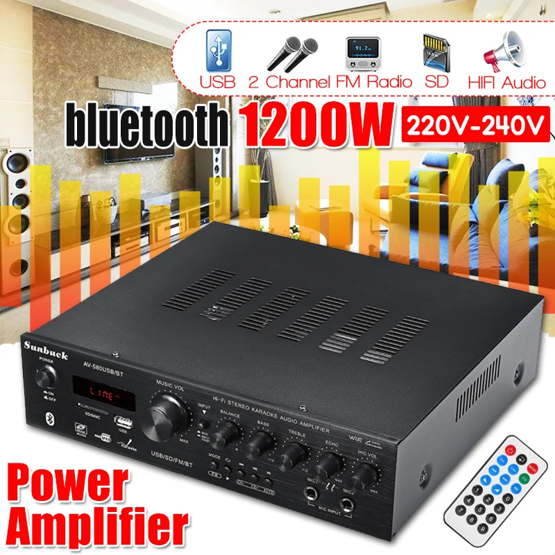 

USB FM Audio Car Stereo Amplifier Radio Hi-Fi 2 Channel Digital Display Power Player with Remote Controller for Auto Motorcycle