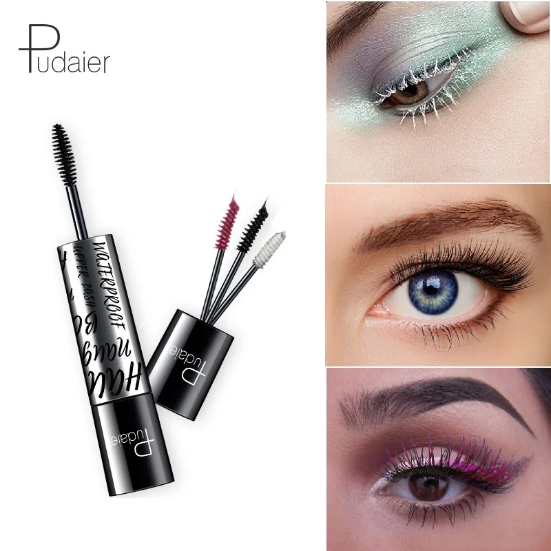 

1pcs Double Head Color Glitter Mascara 4d Silk Fiber Black Mascara Waterproof Rimel False Eyelashes Make Up Eyes Curling TSLM2