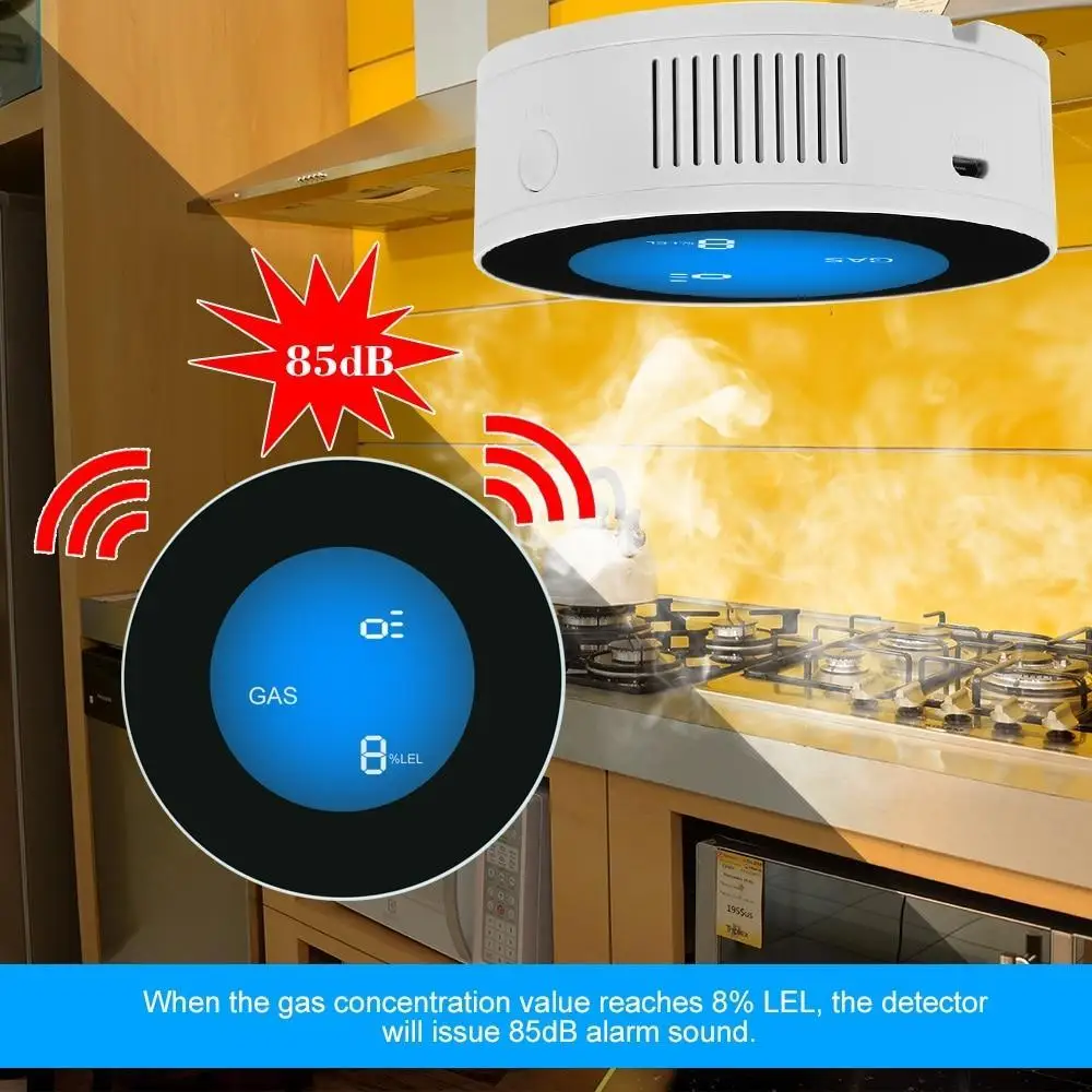 

New Security WiFi Wireless Gas Detector Alarm Sensor Gas Leakage Sensor Natural gas leak detector with APP control