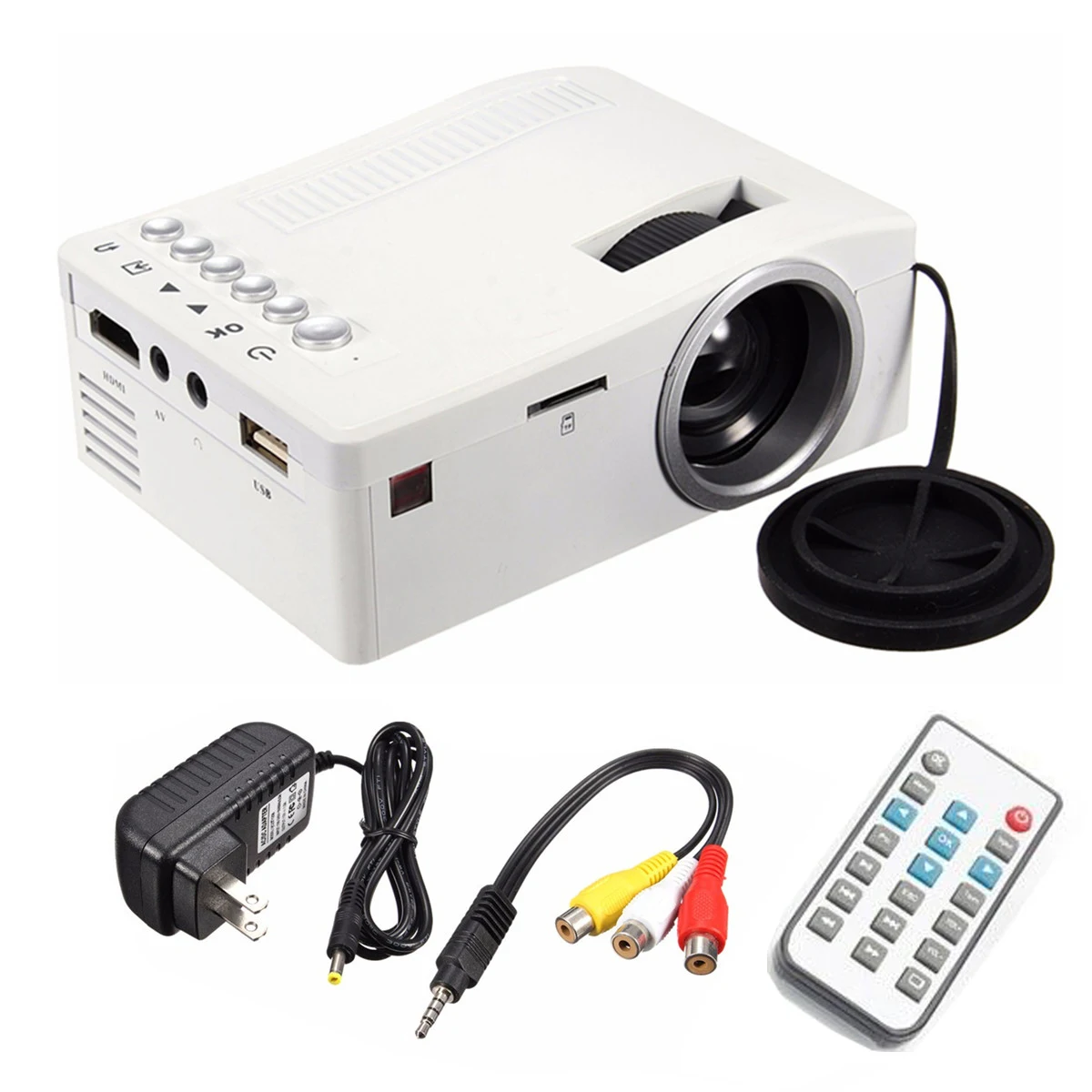 Mini Portable LED Projector 400 Lumen Full HD 1080P 320 x 180 Resolution Home Theater Cinema PC VGA USB SD AV Input HDMI