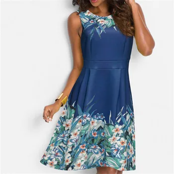 

Women Plus Size Dress Boho Floral Printed Sleeveless Party Evening Beach Short Mini Dress Beach Holiday Daily Sundress Vestidos