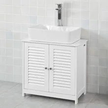 White Under Sink Bathroom Storage Cabinet with Double Shutter Doors SoBuy FRG237-W White Under Sink Bathroom Storage Cabinet with Double Shutter Doors SoBuy FRG237-W