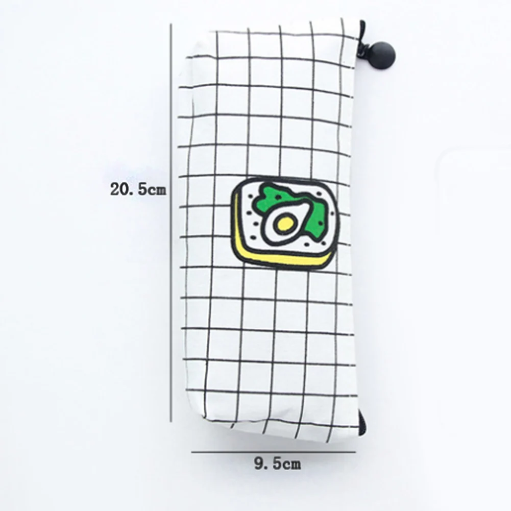 جميل الغذاء البيتزا فرايز حقيبة مكياج من القماش طالب مقلمة Kawaii مخطط تخزين الجمال حالة صغيرة سستة حقيبة مستحضرات التجميل