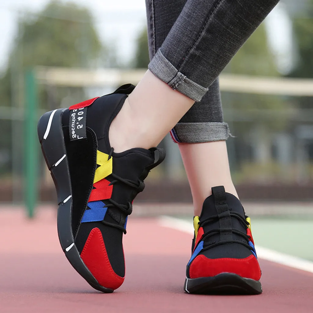 

2019 New Woman Chaussures Femme Fashion Casual Trainers Lace Up Breathable Sneakers Sport Running Zapatos De Mujer Sapat #78