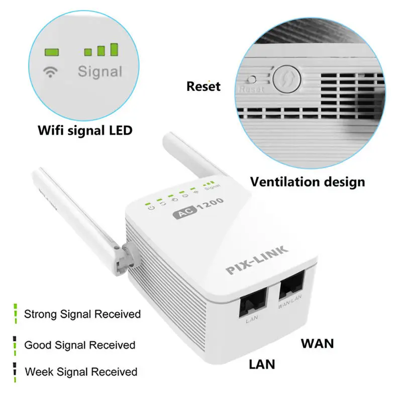 PIX LINK 1200 Мбит/с Wifi расширитель диапазона беспроводной ретранслятор интернет