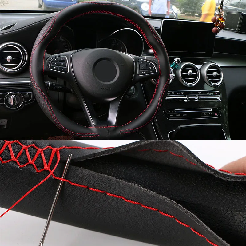 

1pc Steering Wheel Cover Car Black Universal 38cm Anti-Slip Steering-Wheel Sleeve Protector Cover High Quality Accessory Parts
