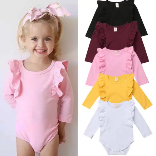

Newborn Baby Girl Clothing Long Sleeve Ruffle Bodysuit Ruffles Cute Casual Jumpsuit Outfits Clothes 0-24M