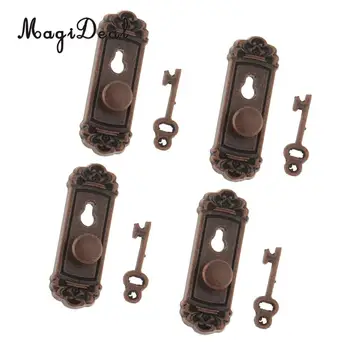 

MagiDeal 4 Pieces 1/12 Dollhouse Miniature Vintage Door Locks with Keys for Dollhouse DIY Furniture Toys Accs-Bronze