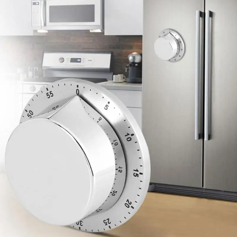

Stainless Steel Kitchen Timer with Magnetic Base Manual Mechanical Cooking Timer Countdown Cooking Tools Kitchen Gadgets