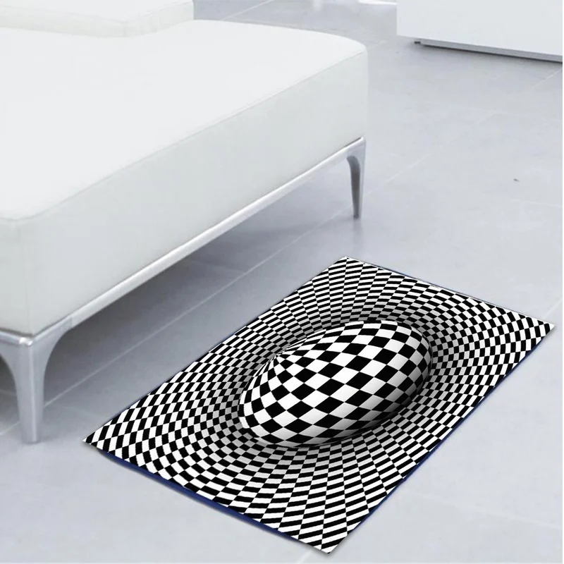 Черные и белые абстрактные геометрические прямоугольные мягкие ковры с 3D