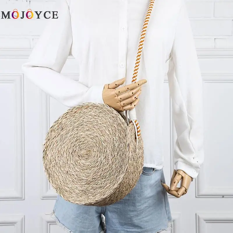 

Bohemian Seaweed Straw Bags Women Knitted Circle Summer Beach Crossbody Bag Bolsa Feminina