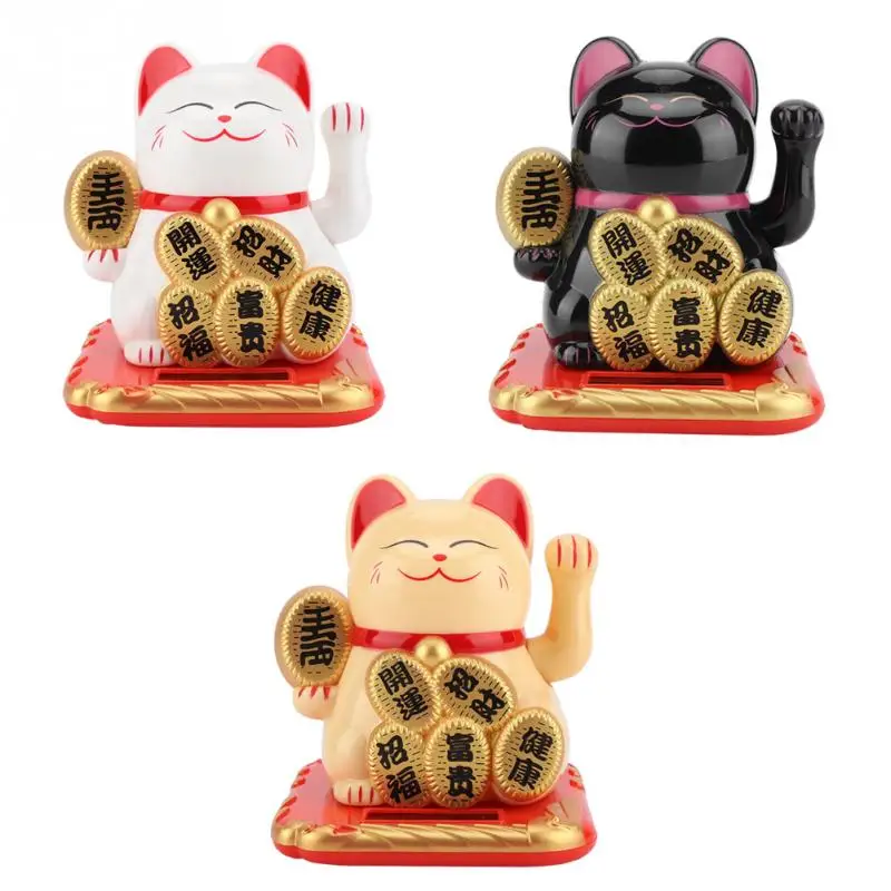 

Lucky Cat Modern Ornaments Solar Powered Chinese Waving Lucky Cat Charm Fortune Crafts Home Table Decoration Accessories
