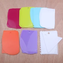 3 шт./комплект, пластиковый скребок для крема конфетного цвета, нестандартный зуб, безопасный DIY скребок для торта, набор форм для выпечки тортов