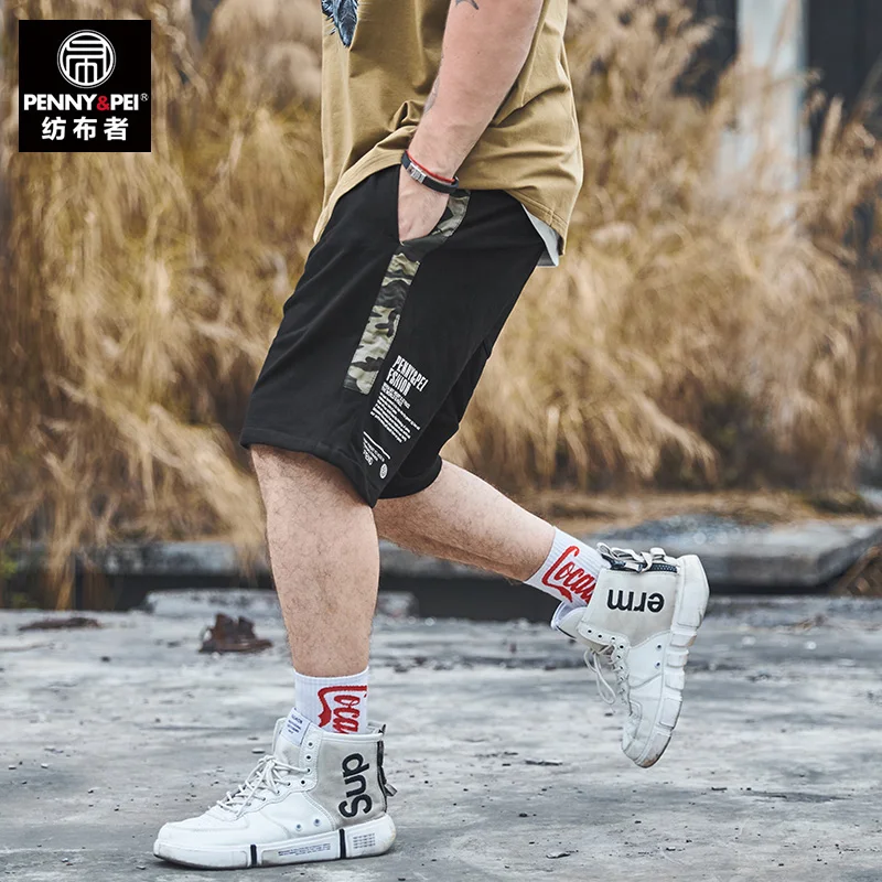 

100% Cotton Men camouflage Shorts Summer boy Clothes spliced boardshorts High Quality Elastic Fashion running Short large size