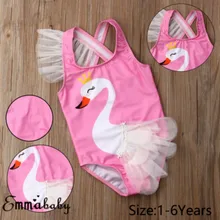 UK/детский кружевной купальник с принтом лебедя для маленьких девочек, одежда для купания, купальный костюм