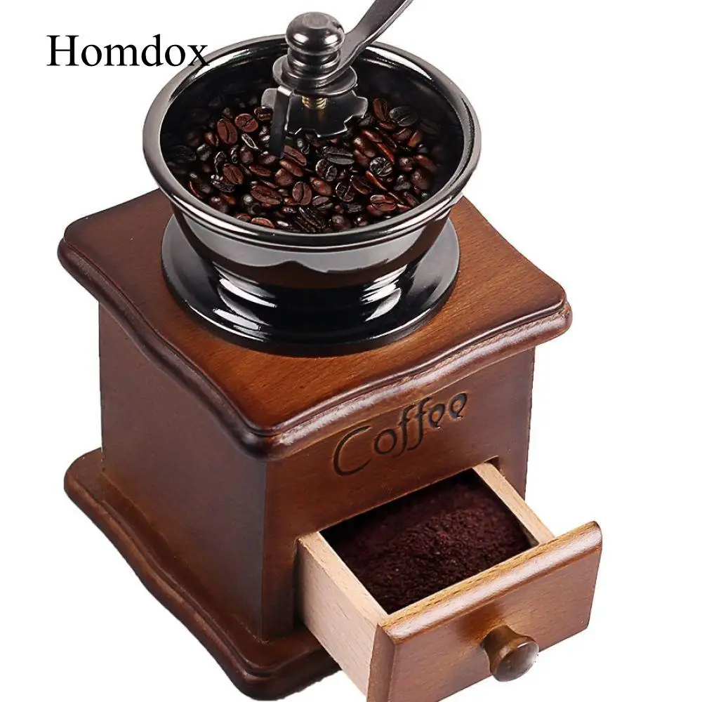 

Steel Stainless Coffee Grinder Coffee machine Handmade Retro Machine coffee Grinder Mill Maker Wood Design Coffee Retro Wooden