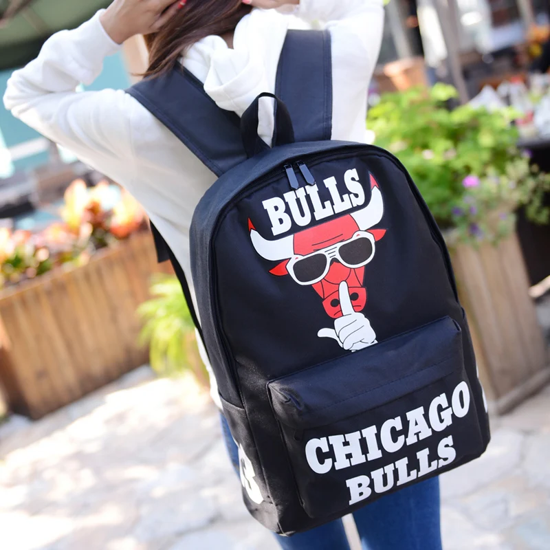 Us 17 0 15 Off 2019 Harajuku Fashion Chicago Bulls Backpack Women Casual Laptop Rucksack Letter Print School Bag For Agers Backpacks In