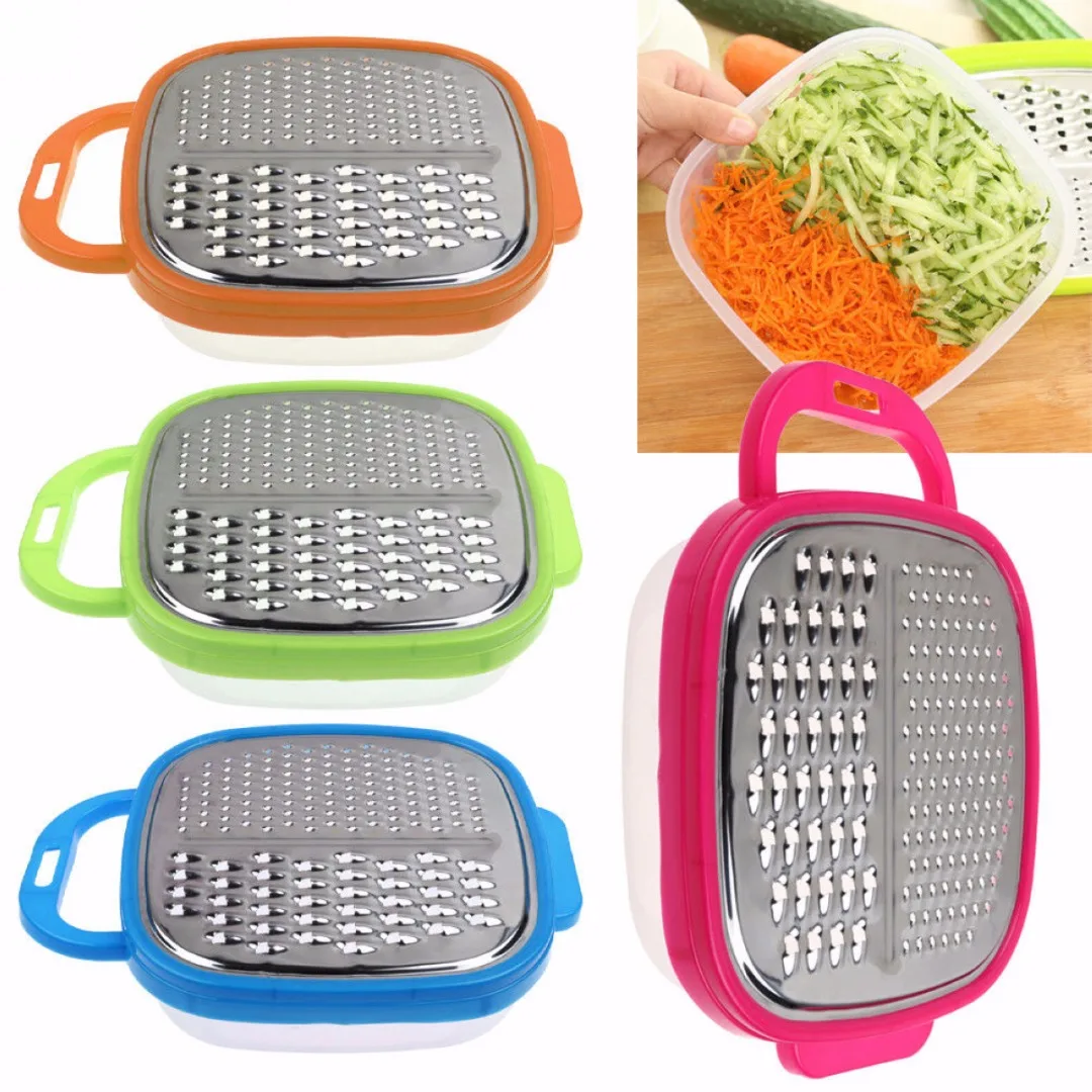 

1pc Cheese Food Vegetable Carrot Grater Slicer Shredder With Container Kitchen Tool