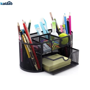

9 Grid Office Storage Box Multi-functional Desk Organizer Mesh Metal Pen Holder Stationery Container School Supplies Caddy Black
