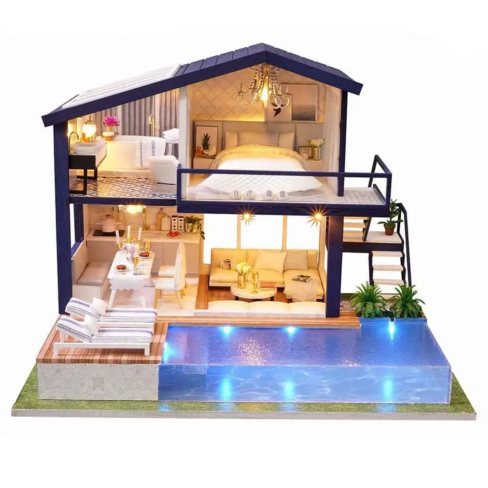 

DIY Cottage Hut Small Doll House Wooden Manual Assembly Home Decoration Holiday Birthday Warm Gift Time Apartment High Quality
